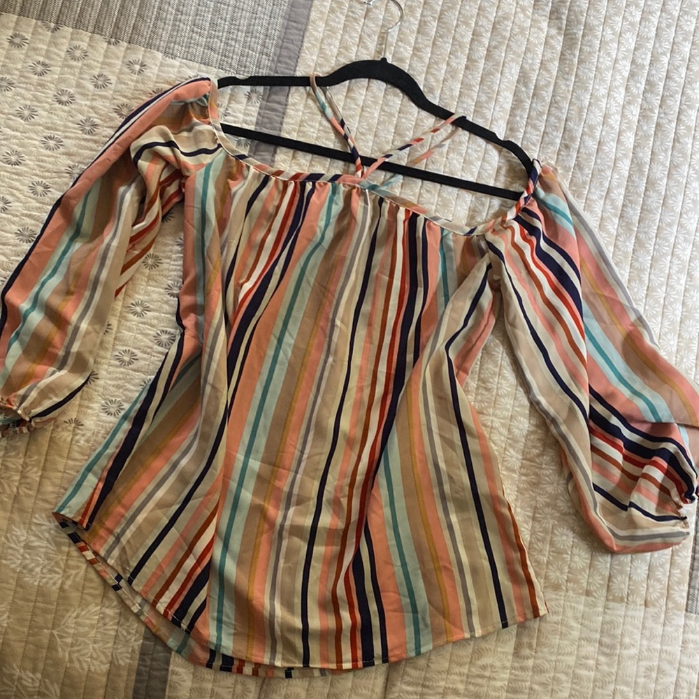 Colorful off the shoulder top